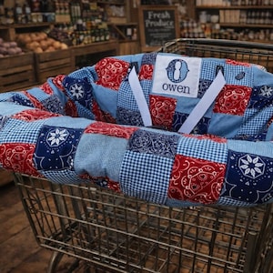 Personalized Shopping Cart Cover, Bandana Print Patchwork Fabric