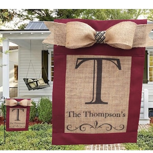 Custom, personalized,monogrammed burlap garden flag