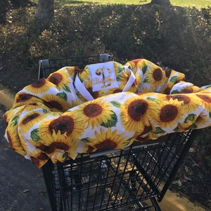 Embroidered sunflower print shopping cart cover, high chair cover, grocery cart cover, personalized sunflower cart cover, baby cart cover