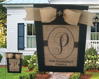 Custom, personalized, monogrammed burlap garden flag housewarming gift, wedding gift, Mother's Day gift