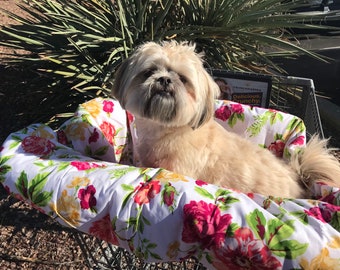 Pet shopping cart cover, Embroidered floral and hot pink shopping cart cover for your dog cat, fur baby cart cover, monogrammed pet seat