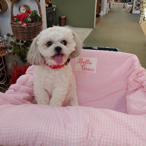 Embroidered pet cart cover, Personalized cart cover, Reversible cover, Gingham cart cover for your pet, Dog seat cover, Fur baby cart cover