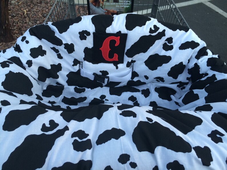 Embroidered personalized cow print shopping cart cover monogrammed cover grocery cart cover reversible high chair cover