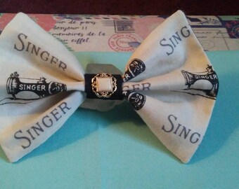 Vintage Singer Company Print Hair Bow