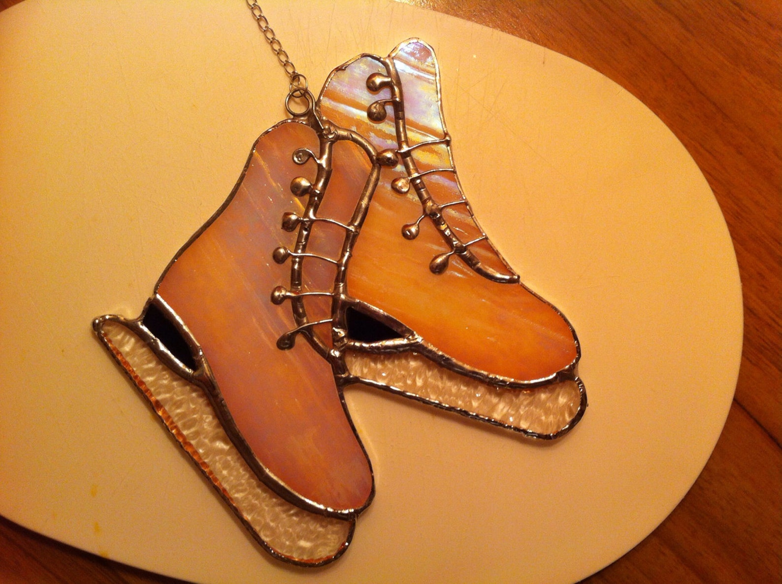 Ice Skates.........stained Glass..........17cm X 16cm Etsy