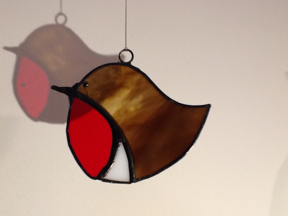 Stained glass Robin Etsy