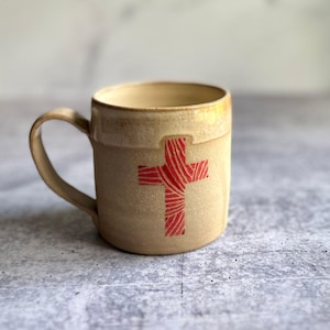 Handmade Cross Ceramic Coffee Mug | Made in Alabama | Kitchen Dinnerware | Veteran Owned Shop