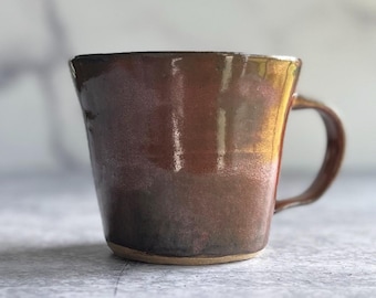 Rustic Handmade Barn Red Ceramic Mug, Stoneware Pottery, Ethelsville AL Studio
