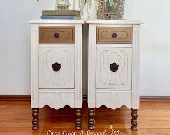 Custom Order Deposit / Tall Skinny Nightstands / Antique Bedside Tables / Create Your Own / Professional Restoration/ Once Upon a Peacock
