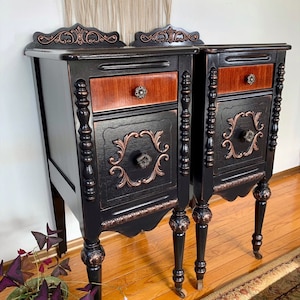Custom Order Deposit/ Tall Skinny Nightstands / Antique Bedside Tables / Create Your Own / Professional Restoration/ Once Upon a Peacock