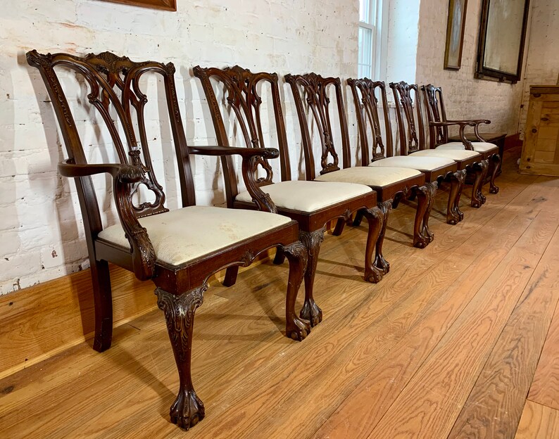 Vintage Extra Wide Solid Wood Dining Room Chairs/ Set of 6 Etsy
