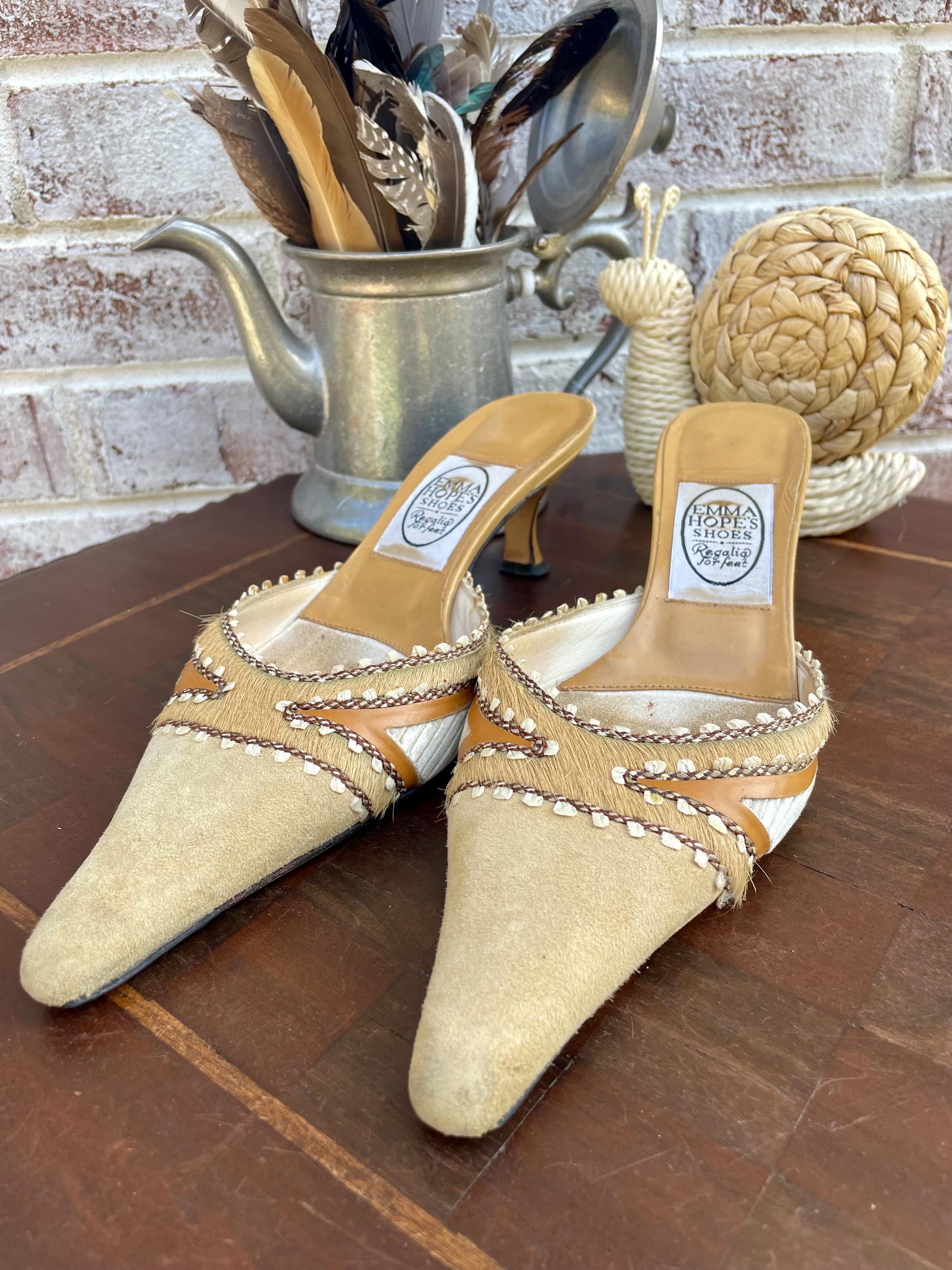 EMMA HOPE エマホープ ミュール Emma Hope for Paul Smith Y2K Rose Stitched Mule Block Heels