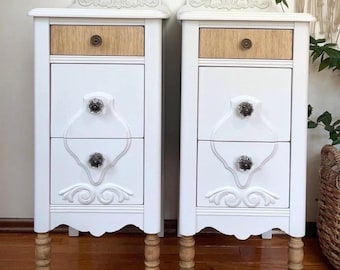 Custom Order Deposit / Tall Skinny Nightstands / Antique Bedside Tables / Create Your Own / Professional Restoration/ Once Upon a Peacock