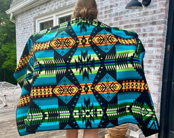 Vintage Pendleton Wool Shawl, Beaver State Label