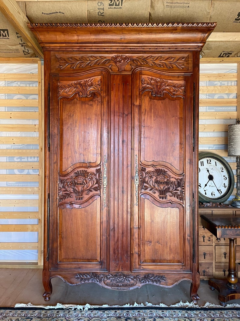 Solid Wood Antique Armoire 8 Feet Tall Etsy