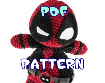 CROCHET-PATTERN: Chibi Deadpool Amigurumi ~ **Instructions Only**