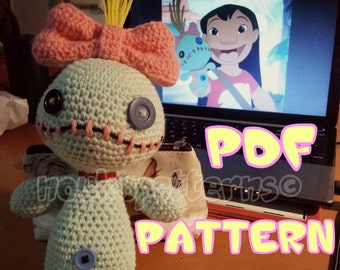 CROCHET-PATTERN: Voodoo Doll inspired by Scrump (Lilo and Stitch) Amigurumi ~ **Instructions Only**