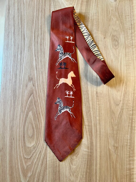 Vintage 1940s-1950s Zebra Print Tie - image 9