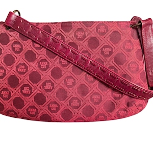 Verdadeira bolsa vintage rara Anna Sui 2001 marrom com logotipo do Japão - Original Paper Stuffing & Newspaper