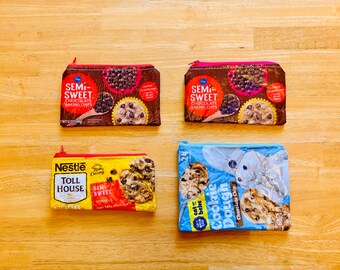 Handmade Vinyl Zippered Pouches - Cookie Dough and Chocolate Morsels!