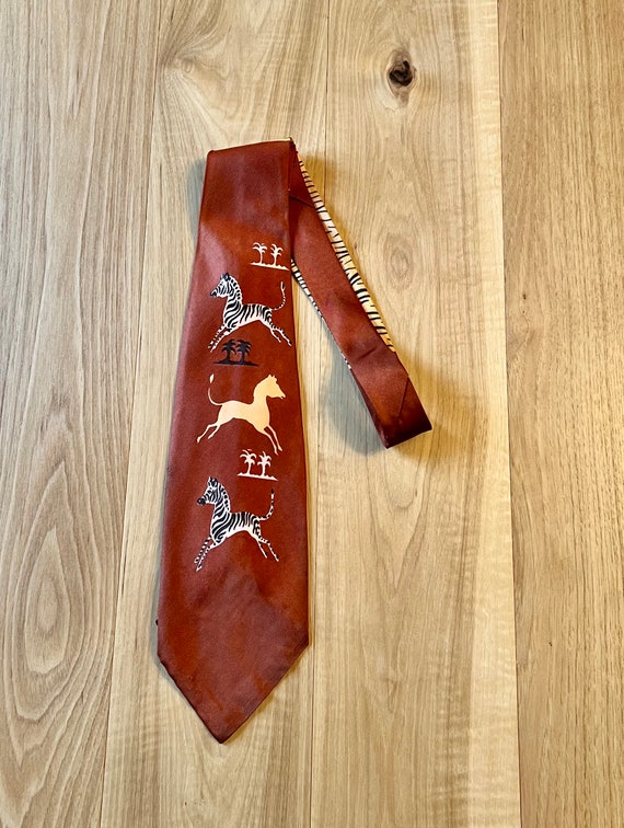 Vintage 1940s-1950s Zebra Print Tie - image 1