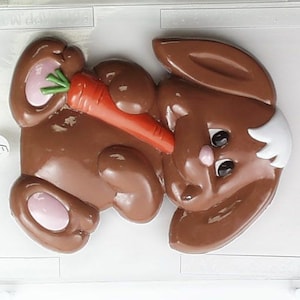 Large cute bunny munching on a carrot E027 Chocolate Candy Mold