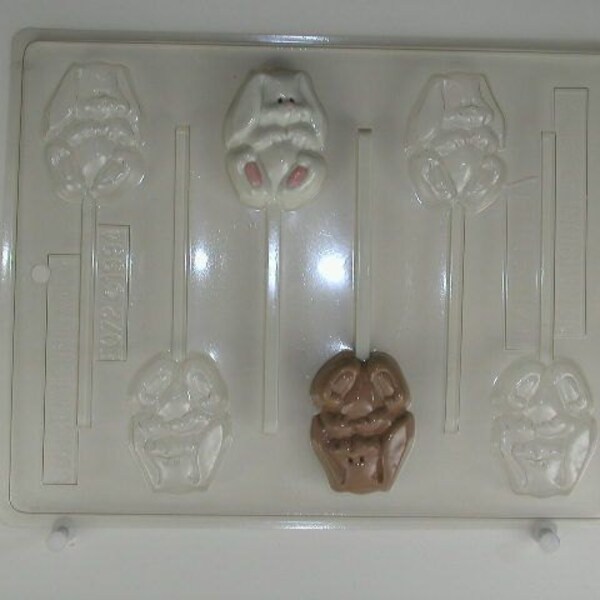 Small cute bunny smiling in sitting position w/ floppy ears E072 Chocolate Candy Mold