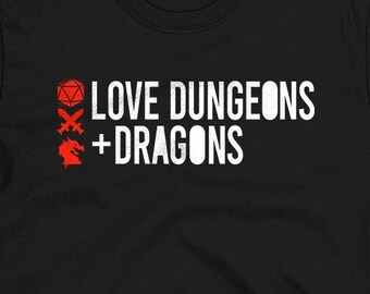 Love Dungeons & Dragons Graphic T-Shirt | Geeky DM Gift