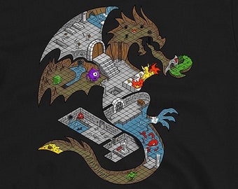 Dungeon Master Dragon Map T-Shirt | Geeky D&D Gift