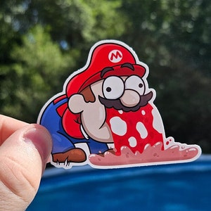 Adesivo Super High Bros | Adesivo à prova d&#39;água para laptop e garrafa de água | Adesivo de cogumelo Mario | Adesivo de vinil Super Smash