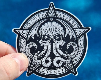 Adesivo in vinile impermeabile Cthulhu / Arte di HP Lovecraft