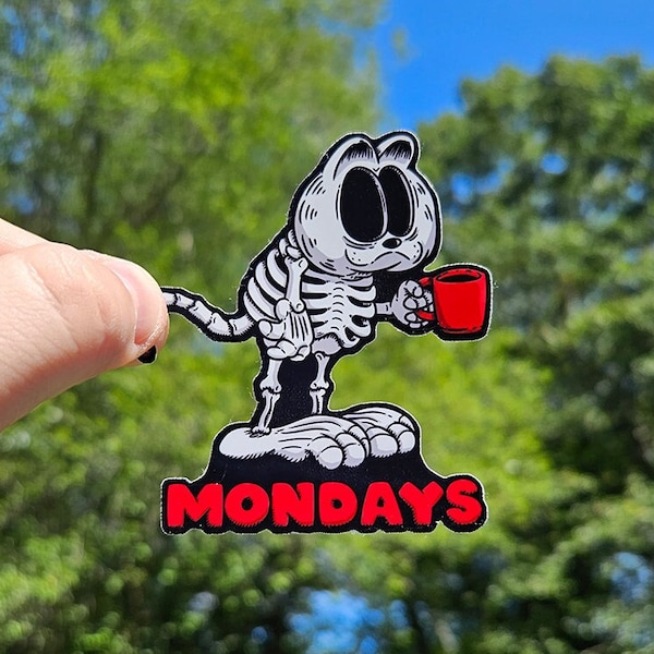 Mondays Sticker | Waterproof Cat Sticker for Laptop & Water Bottle | Garfield Vinyl Sticker