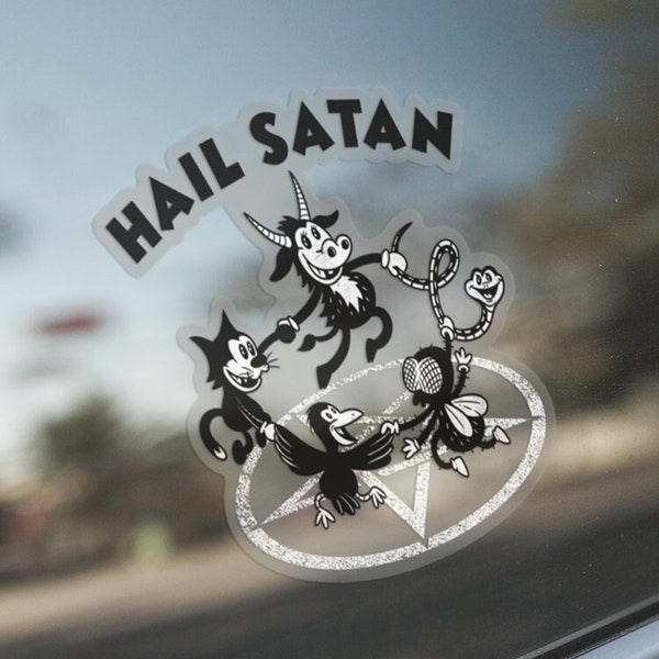 Hail Satan Clear Vinyl Sticker: Waterproof Satanist Laptop Decal