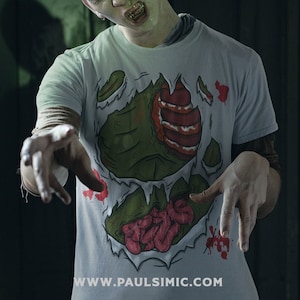 Zombie T-Shirt Kostüm | Horror Halloween Langarm Shirt