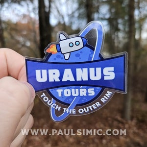 Uranus Tours Clear Sticker | Waterproof Space Sticker for Laptop and  Water Bottle | Uranus Vinyl Transparent Stickers