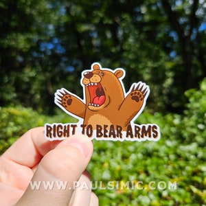 Right To Arms Aufkleber | Wasserdichter Bären-Aufkleber für Laptop & Wasserflasche | Zweiter Zusatzartikel, Vinyl Sticker