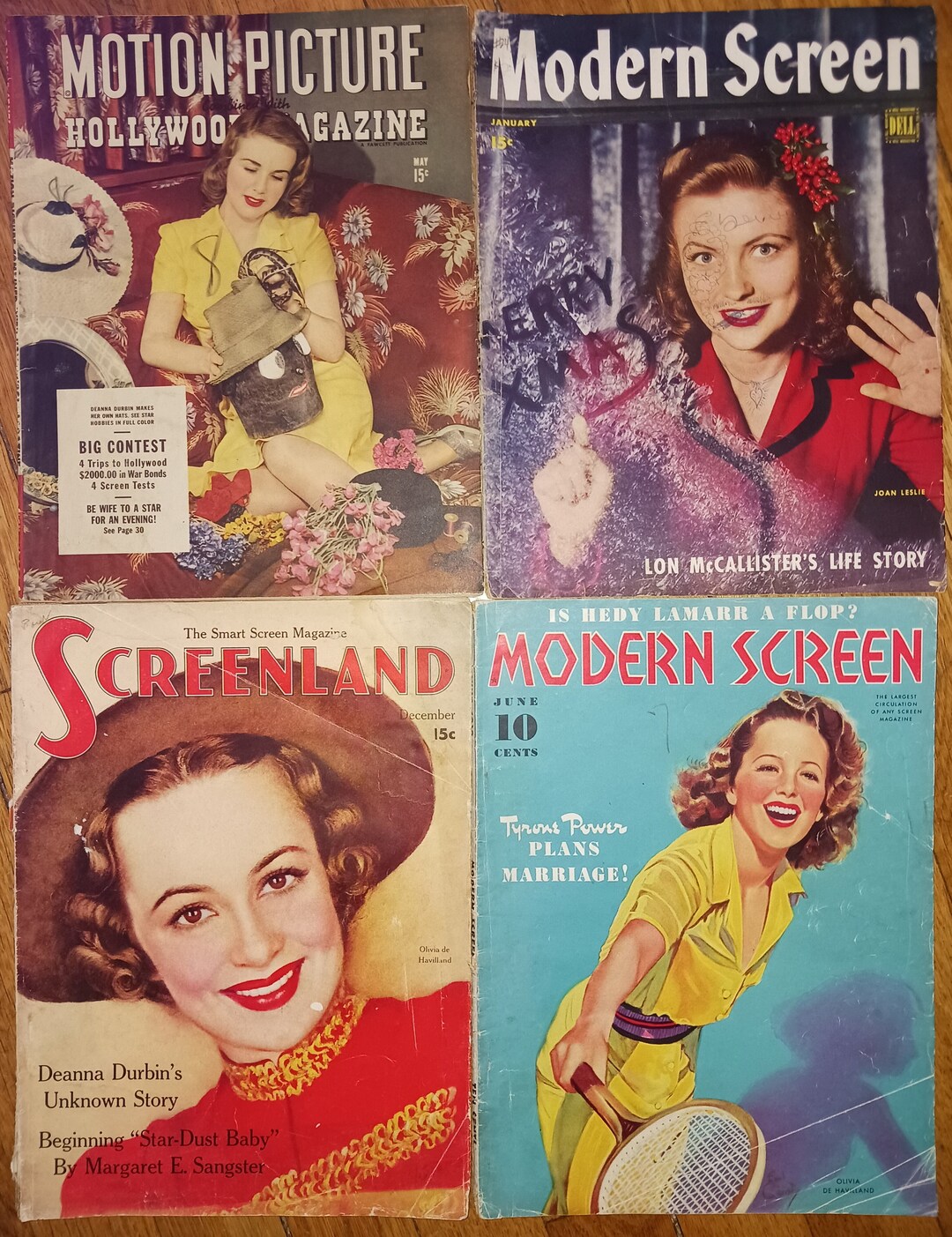Olivia Dehavilland, Deanna Durbin, Joan Leslie 4 Vintage Magazines Etsy