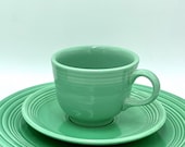 Vintage Fiesta Ware Homer Laughlin,Two Green Cups and Eight Saucers,Vintage Collectible Plates,Birthday Gift,Christmas Gift