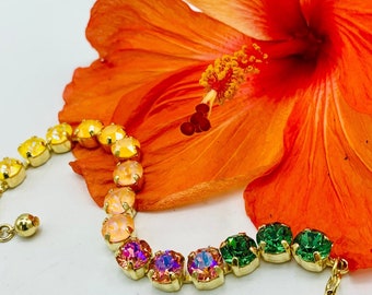 Hawaiian Holiday Bracelet,Christmas Gift for Travelers,15 Brilliant Swarovski Crystals,Travel Jewelry,Tropical Bracelet,Birthday Gift