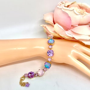 Lavender Lilac Rose Water Opal Swarovski Crystals Bracelet,Mothers Day Gift,Heavenly Lavender Shades,Matching Necklace and Earrings image 4