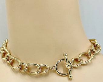 Statement Gold Halsband Halskette - Fett hochwertige Knebel Verschluss Kette - nicht-Tarnishing elegante Gold Finish - besonderen Anlass