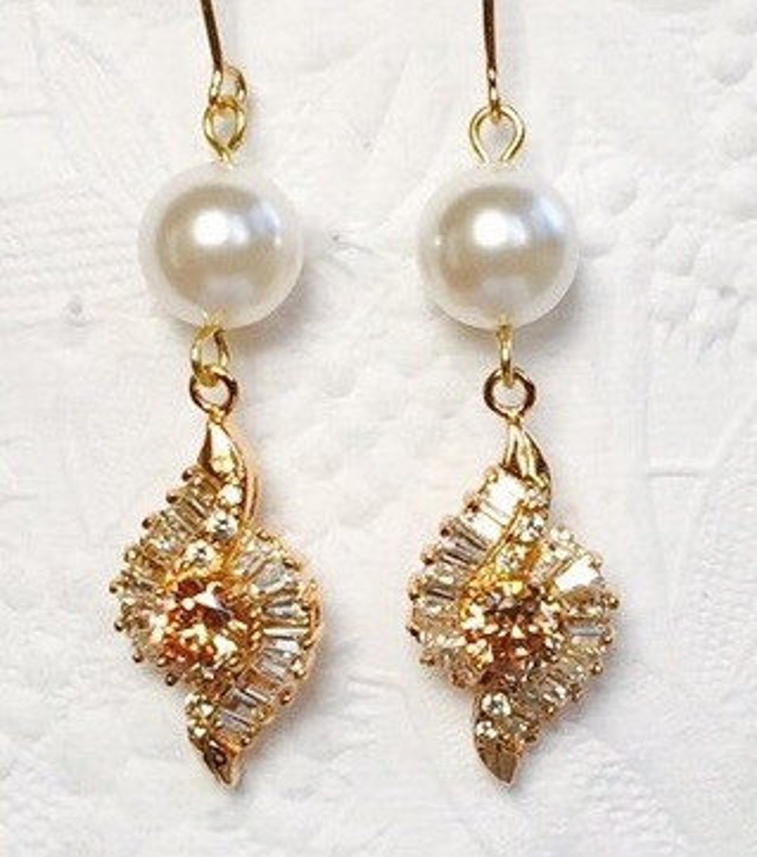 Bridal Pearl and 18K Gold Filled Crystal Dropsaaa Swarovski - Etsy