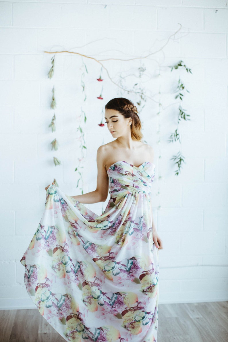 Printed Floor Length Bridesmaid Dresses