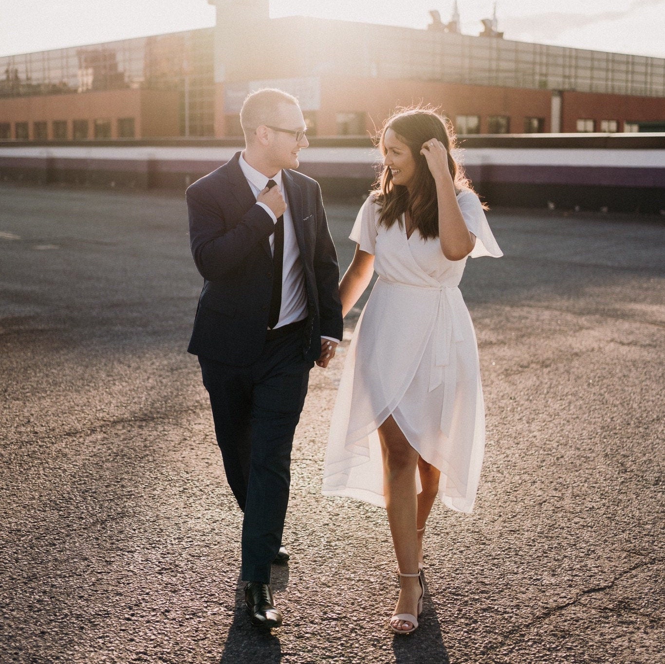 White Elopement Dress Midi Wrap Dress ...