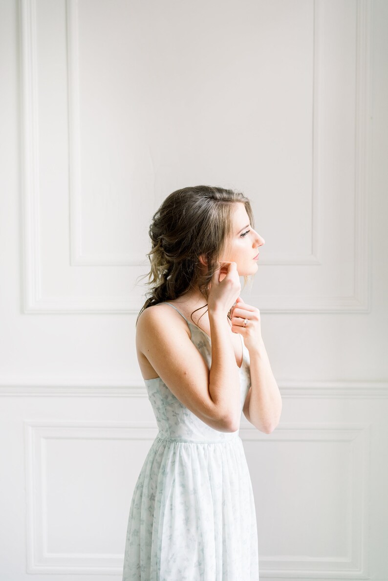 Pastel Floral Print Flowy Dress with Side Pockets Bridesmaid Dress