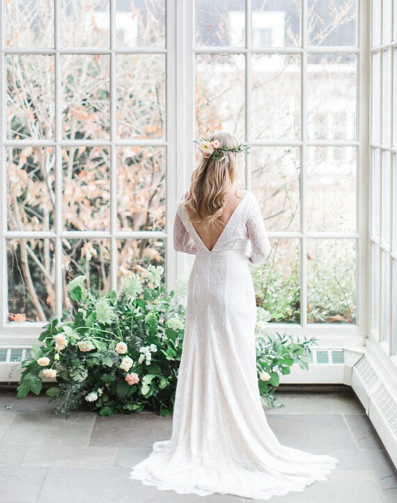 long sleeve elopement dress