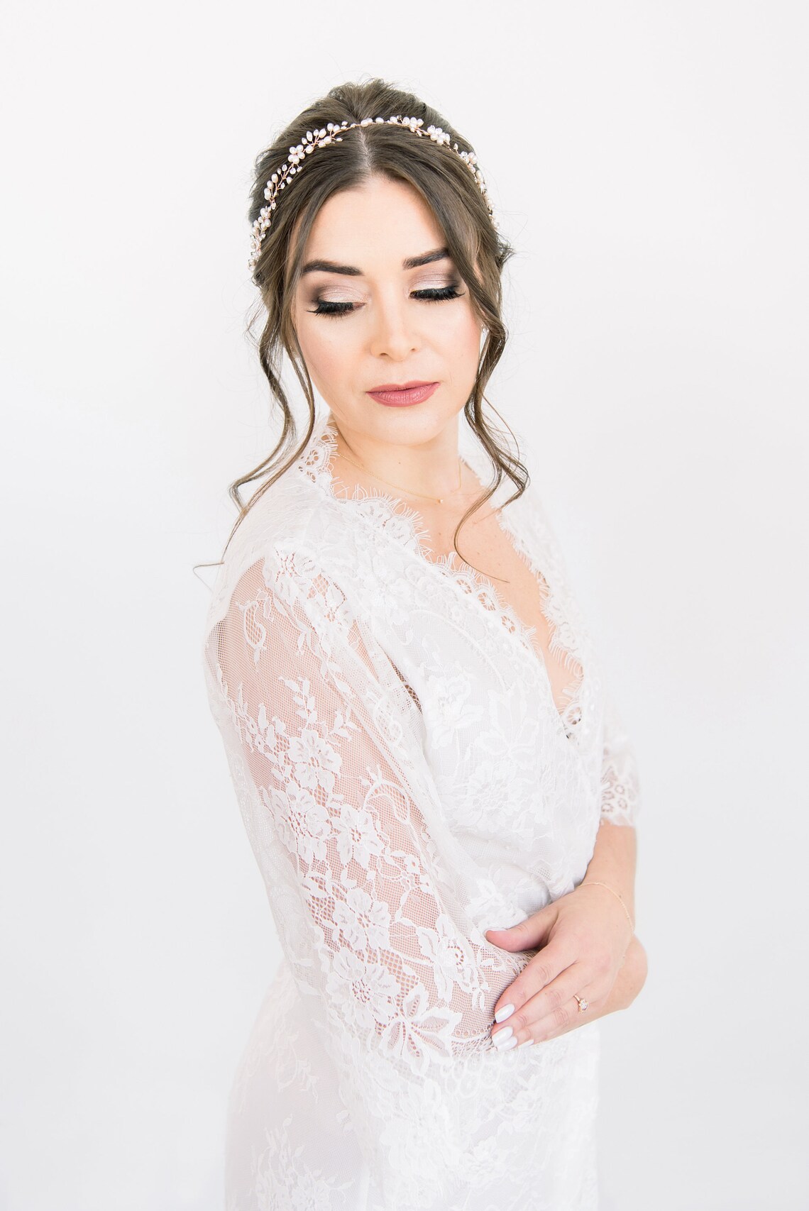 White Lace Bridal Robe Wedding Robe Lace Cover up Etsy