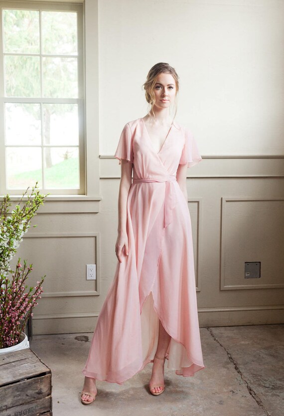 flutter sleeve bridesmaid dress