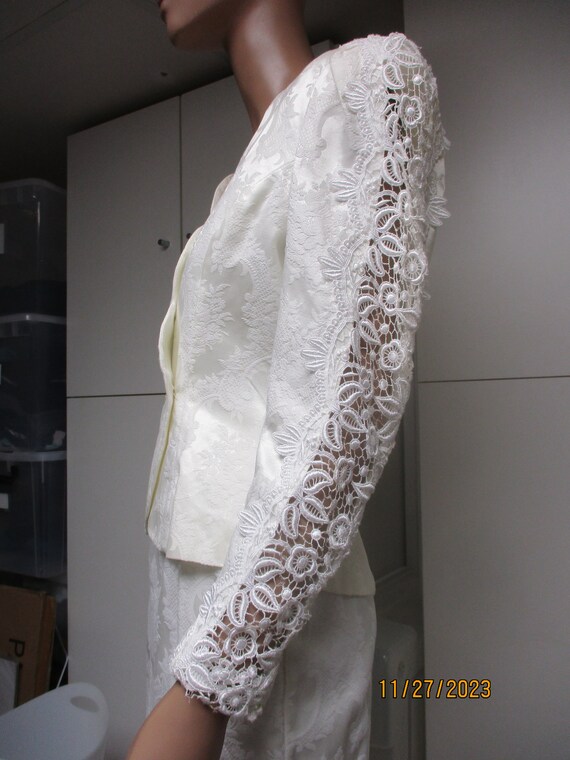 198090s Jessica McClintock Bridal White Floral Broca… Gem