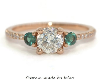 1 carat IGI Certified Lab Diamond Three Stone Engagement Ring